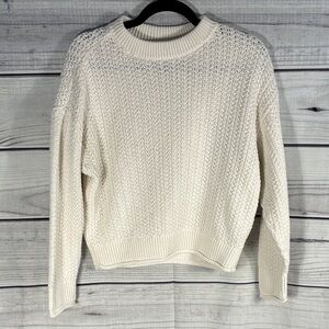 Chunky knit Cottagecore style Cream Sweater Cute Y2K style